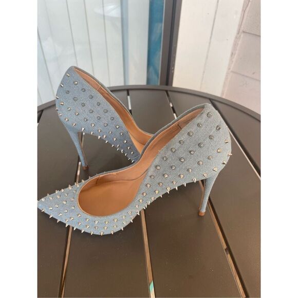 NWOB Steve Madden Daisie Denim Spike Studded Pump Heels 10 M - Picture 13 of 13